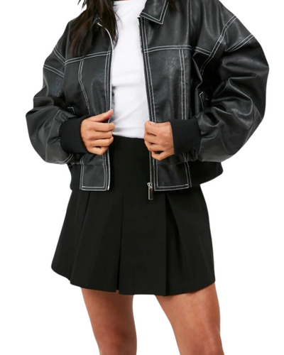 Faye™ | Oversized Lederjacke