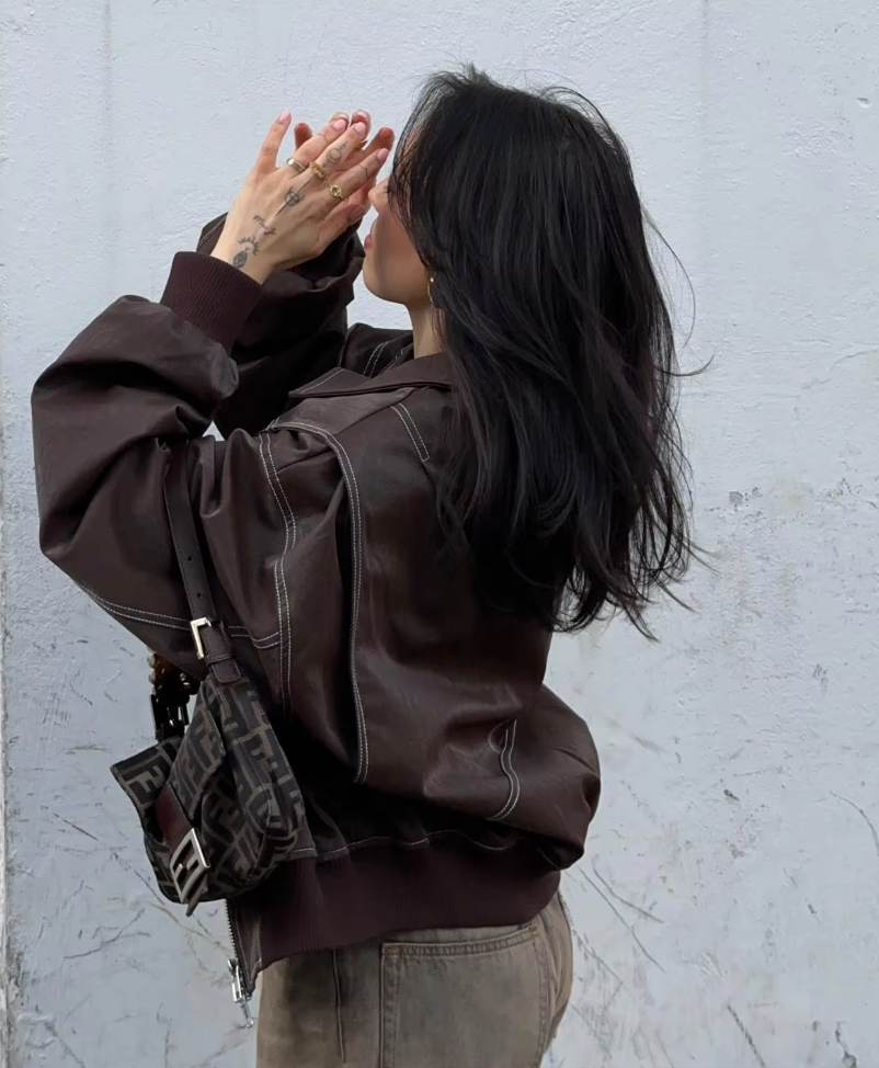 Faye™ | Oversized Lederjacke